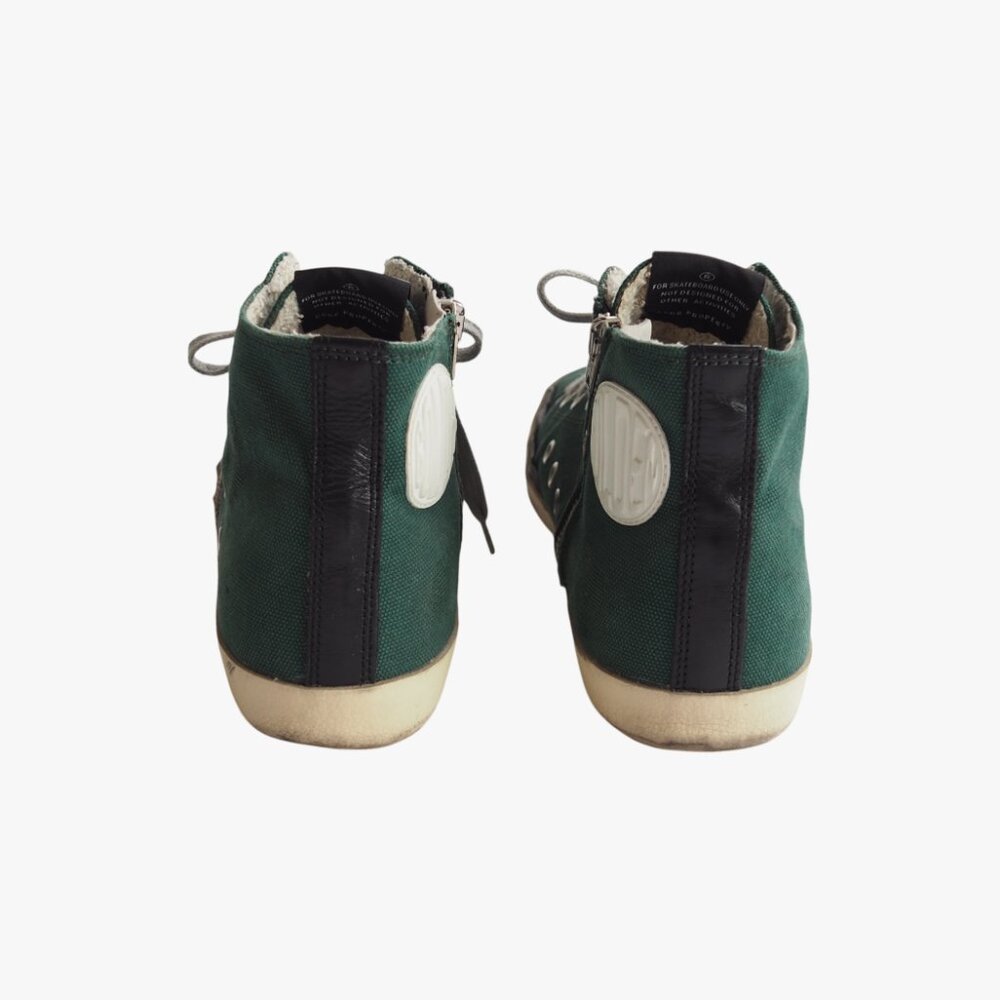 (RARE) GOLDEN GOOSE | CANVAS “FRANCY” GREEN WHITE HIGH TOP SNEAKERS - Picture 5 of 9